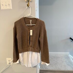Anthropologie Brown Women's Sweater with White Layer